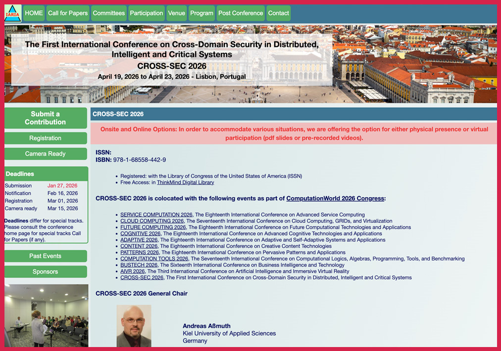 Steve Chan Reviewer for International Conference on Cross-Domain Security in Distributed, Intelligent and Critical Systems (CROSS-SEC)