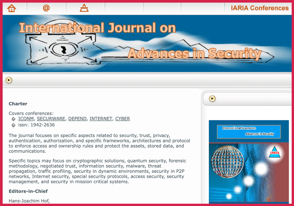 Steve Chan Reviewer for the International Journal on Advances in Security (IJAS or Sec)