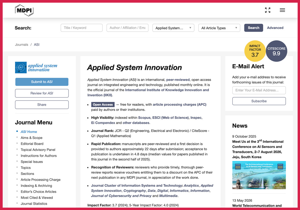 Steve Chan Reviewer for MDPI Applied System Innovation