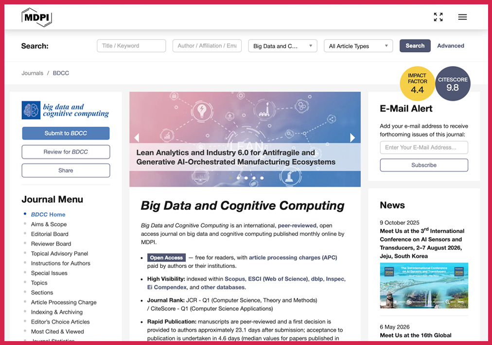 Steve Chan Reviewer for MDPI Big Data and Cognitive Computing