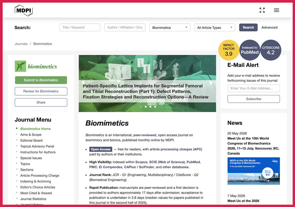 Steve Chan Reviewer for MDPI Biomimetics