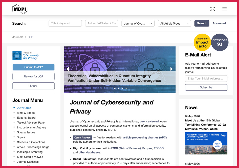 Steve Chan Reviewer for MDPI Journal of Cybersecurity and Privacy (JCP)
