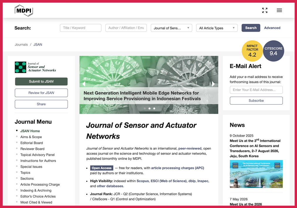 Steve Chan Reviewer for MDPI Journal of Sensor and Actuator Networks