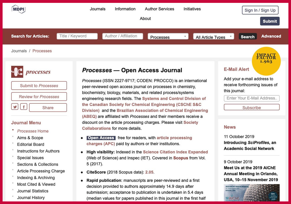 Steve Chan MDPI Processes