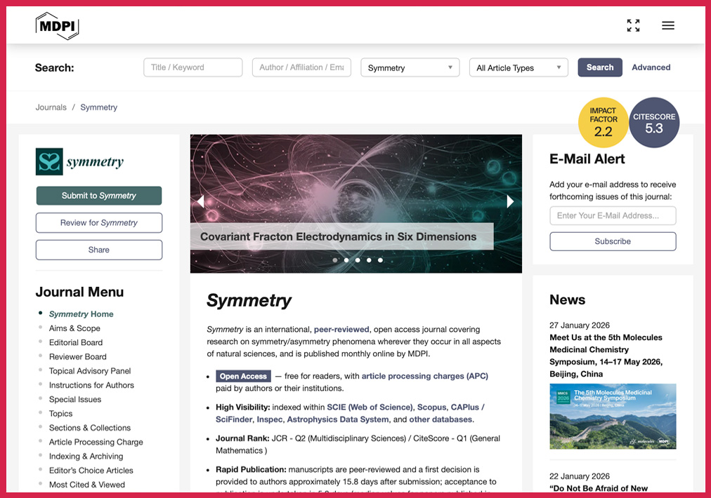 Steve Chan Reviewer for MDPI Symmetry